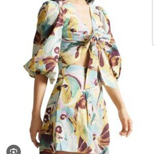 Ted Baker Tie Front Ballon Sleeve Blouse and Shorts Set Women's Size 1/US4